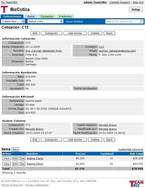 Mostrar Cotización